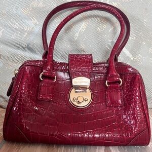 Luxurious Red Crocodile Embossed Handbag